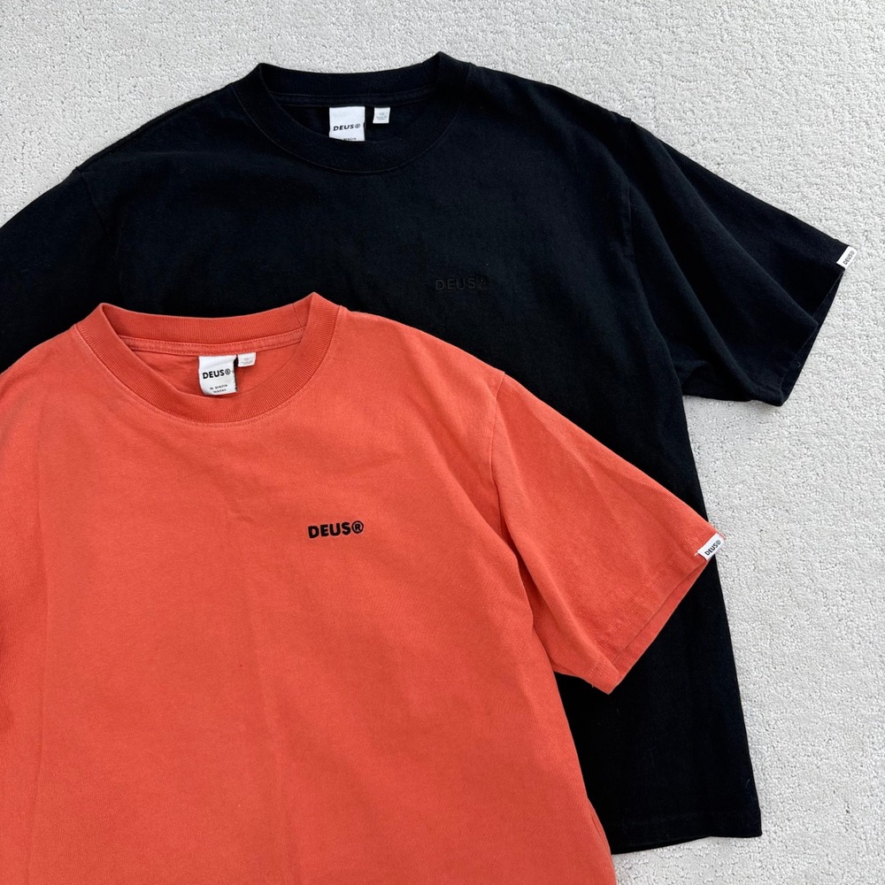Deus Ex Machina Elemental T Shirt Black & Orange Mens Size 12 (S) Set‎ of 2